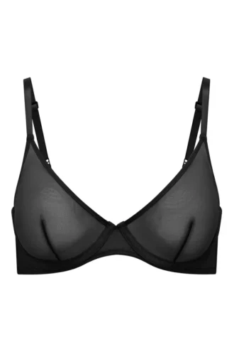 Intimates Soft Mesh Single Layer Underwired Bra in Black
