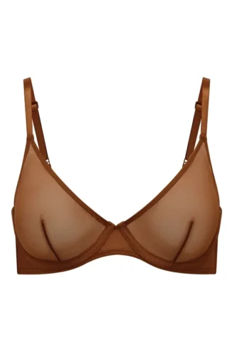 Intimates Soft Mesh Single Layer Underwired Bra in Chestnut