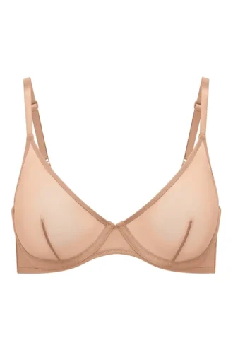 Intimates Soft Mesh Single Layer Underwired Bra in Warm Peach