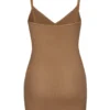 Intimates Soft Mesh V-Neck Mini Slip Dress in Almond