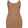 Intimates Soft Mesh V-Neck Mini Slip Dress in Honey