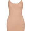 Intimates Soft Mesh V-Neck Mini Slip Dress in Warm Peach
