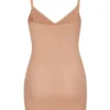 Intimates Soft Mesh V-Neck Mini Slip Dress in Warm Peach