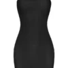 Intimates Soft Sheer-Mesh Bandeau Mini Slip Dress in Black