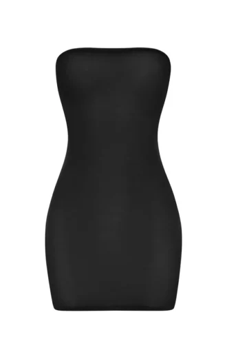 Intimates Soft Sheer-Mesh Bandeau Mini Slip Dress in Black