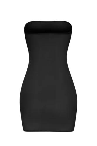 Intimates Soft Sheer-Mesh Bandeau Mini Slip Dress in Black