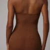 Intimates Soft Sheer-Mesh Bandeau Mini Slip Dress in Mocha
