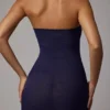 Intimates Soft Sheer-Mesh Bandeau Mini Slip Dress in Navy