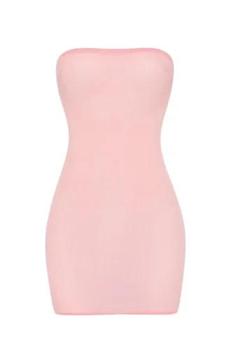 Intimates Soft Sheer-Mesh Bandeau Mini Slip Dress in Pink