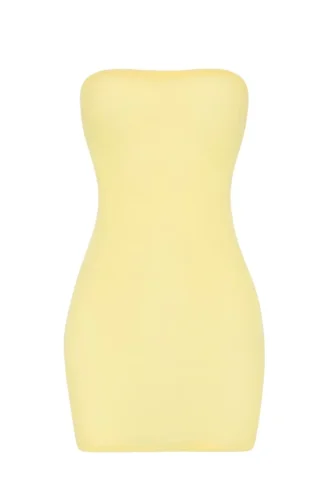Intimates Soft Sheer-Mesh Bandeau Mini Slip Dress in Yellow