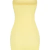 Intimates Soft Sheer-Mesh Bandeau Mini Slip Dress in Yellow