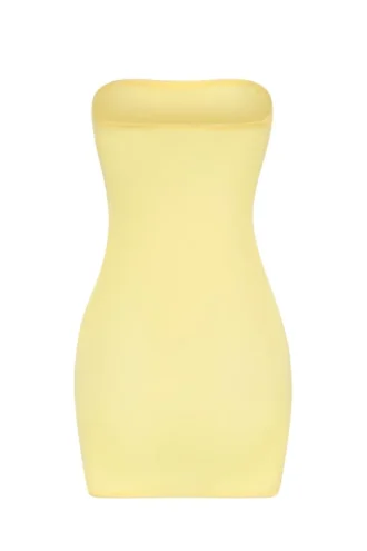 Intimates Soft Sheer-Mesh Bandeau Mini Slip Dress in Yellow