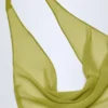 Iona Cowl-Neck Backless Mini Dress in Olive Green