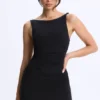 Ione Modal Ruched A-Line Micro Mini Dress in Black