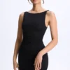 Ione Modal Ruched A-Line Micro Mini Dress in Black