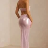 Isabel Sheer Sequin One Shoulder Cut Out Maxi Dress in Lilac