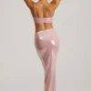 Isabel Sheer Sequin One Shoulder Cut Out Maxi Dress in Lilac