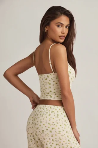 Isalie Modal Camisole Pyjama Top in Lemon Print