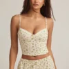Isalie Modal Camisole Pyjama Top in Lemon Print