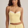 Isalie Modal Camisole Pyjama Top in Pastel Yellow