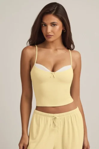 Isalie Modal Camisole Pyjama Top in Pastel Yellow