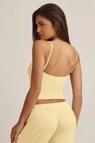 Isalie Modal Camisole Pyjama Top in Pastel Yellow