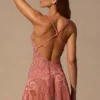 Isalyn Cowl-Plunge Mini Dress in Paisley Print