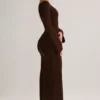 Isay Rib-Knit Boat-Neck Long-Sleeve Maxi Dress in Chocolate Brown Isay Rib-Knit Boat-Neck Long-Sleeve Maxi Dress in Chocolate Brown
