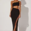 Ishtar One Shoulder Cut Out Maxi Dress in Black