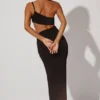Ishtar One Shoulder Cut Out Maxi Dress in Black