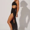 Ishtar One Shoulder Cut Out Maxi Dress in Black