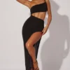 Ishtar One Shoulder Cut Out Maxi Dress in Black