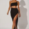 Ishtar One Shoulder Cut Out Maxi Dress in Black