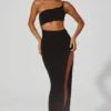 Ishtar One Shoulder Cut Out Maxi Dress in Black
