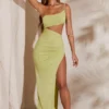 Ishtar One Shoulder Cut Out Maxi Dress in Green