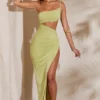Ishtar One Shoulder Cut Out Maxi Dress in Green