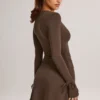 Iskra Modal Long-Sleeve Mini Dress in Chocolate Brown