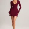 Iskra Modal Long-Sleeve Mini Dress in Wine