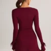 Iskra Modal Long-Sleeve Mini Dress in Wine