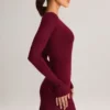 Iskra Modal Long-Sleeve Mini Dress in Wine
