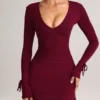 Iskra Modal Long-Sleeve Mini Dress in Wine