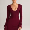Iskra Modal Long-Sleeve Mini Dress in Wine