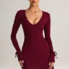 Iskra Modal Long-Sleeve Mini Dress in Wine