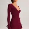 Iskra Modal Long-Sleeve Mini Dress in Wine