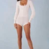 Ismera Knit Long-Sleeve Romper in Ivory