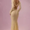 Isolde Lace Long-Sleeve Maxi Dress in Butter Yellow