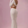 Isolde Lace Long-Sleeve Maxi Dress in Ivory