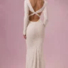 Isolde Lace Long-Sleeve Maxi Dress in Ivory