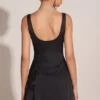 Jacelyn Embellished Scoop-Neck Fitted Mini Dress in Black