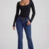 Jacey High-Rise Flared Jeans in Indigo Wash